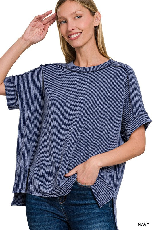 Ribbed Cuff Sleeve Top