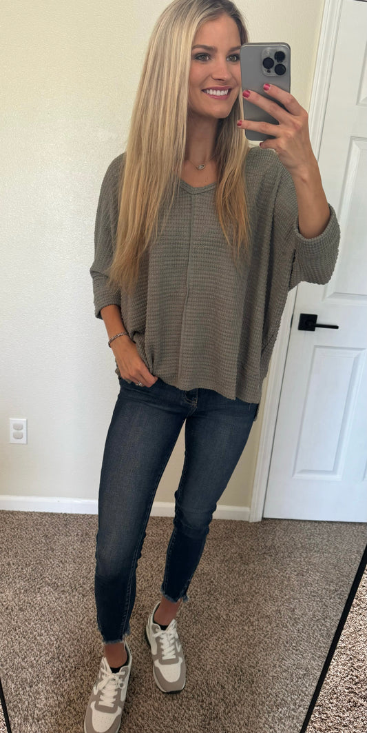 Sage Green 3/4 Sleeve Top