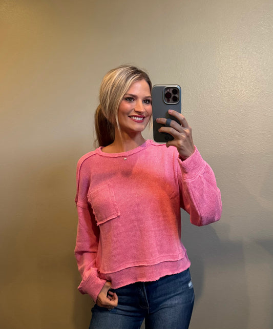 Pink Light Weight Pocket Top