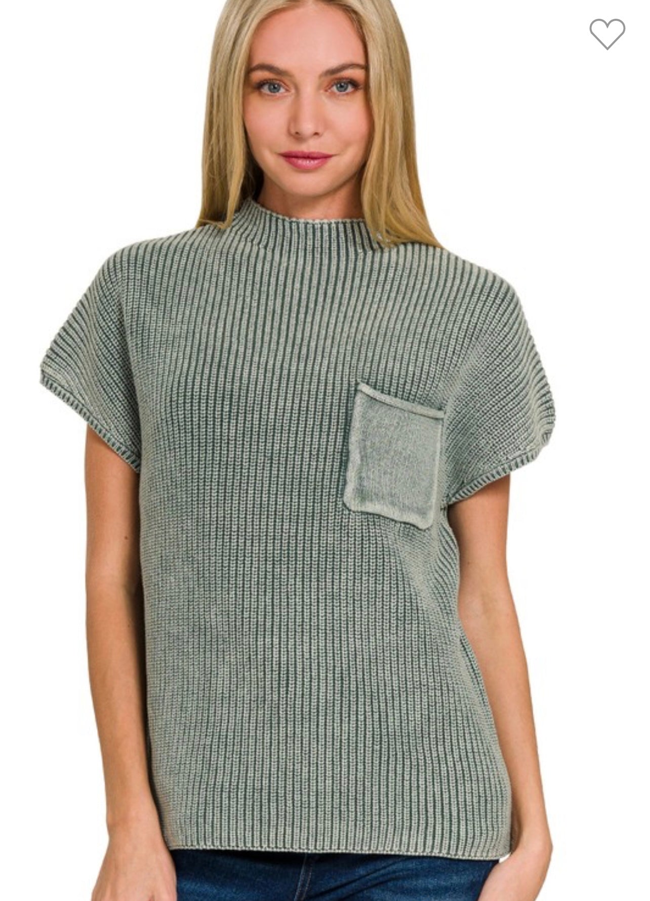 Acid Wash Mock Neck Sweater