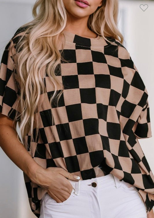Beige Checkered Top