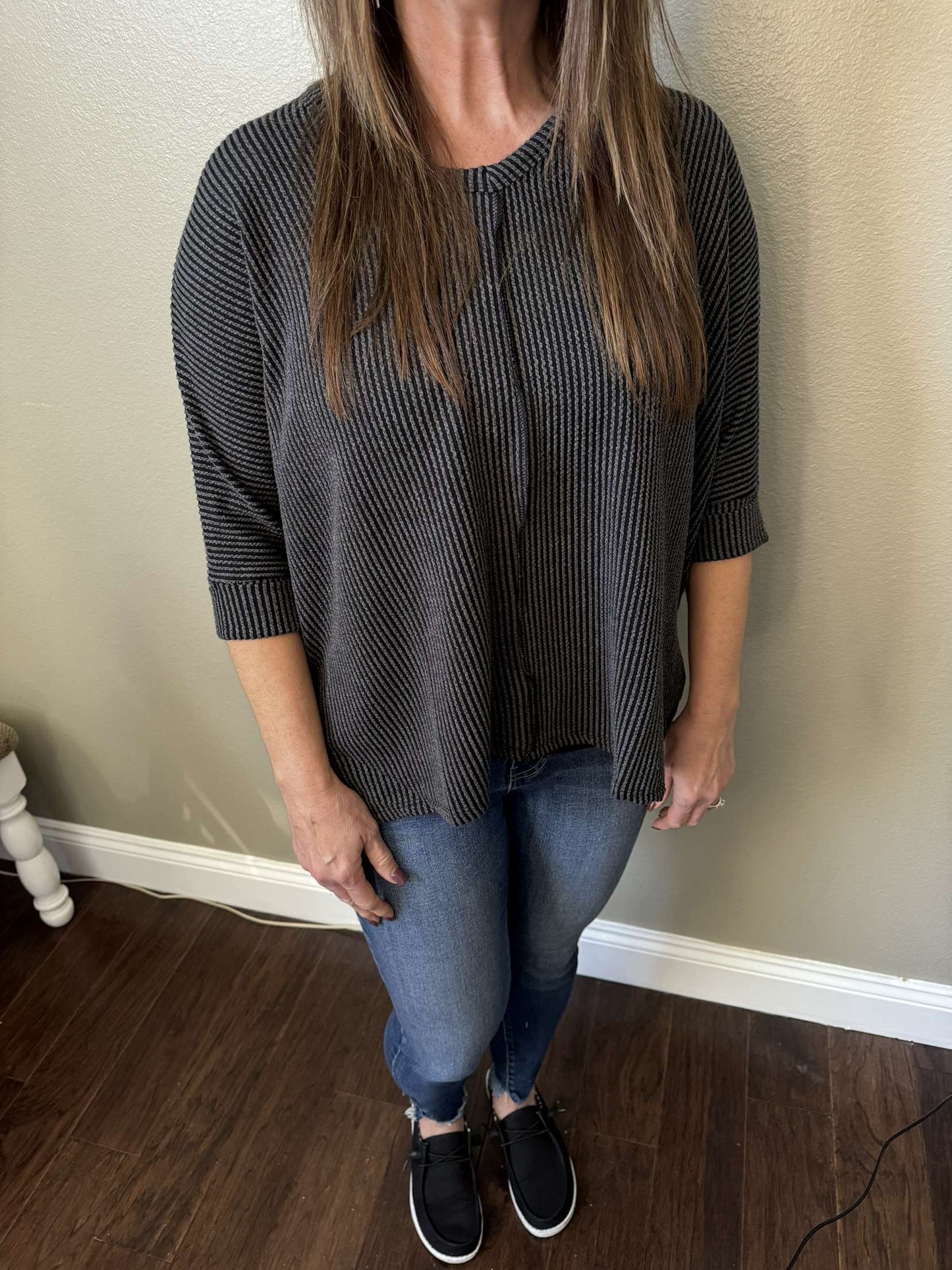 3/4 Sleeve Ribbed Top