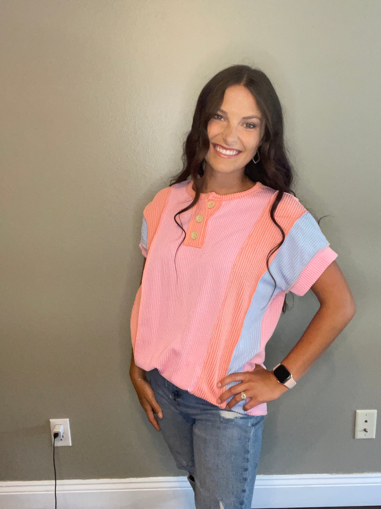 Bright Pink Color Block Top