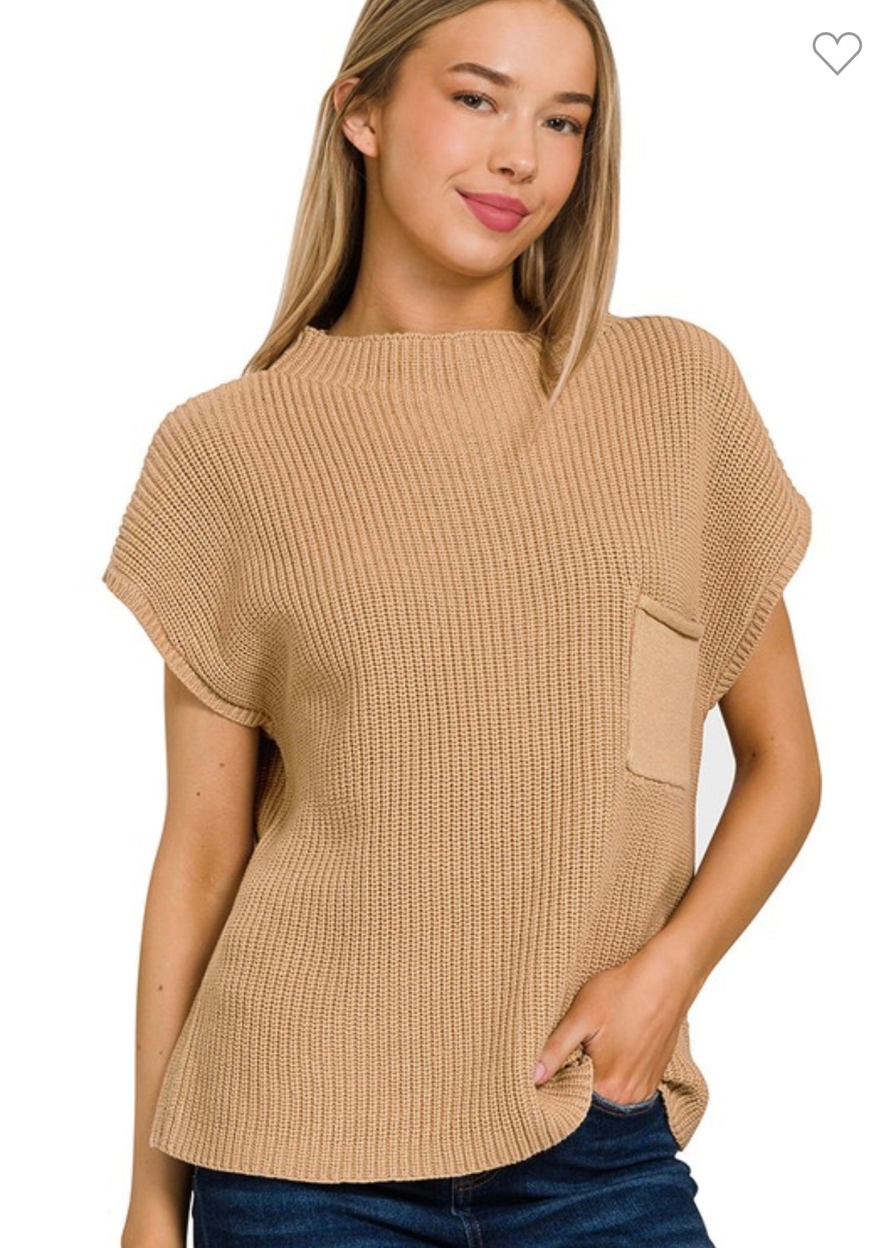 Mock Neck Short Sleeve Sweater
