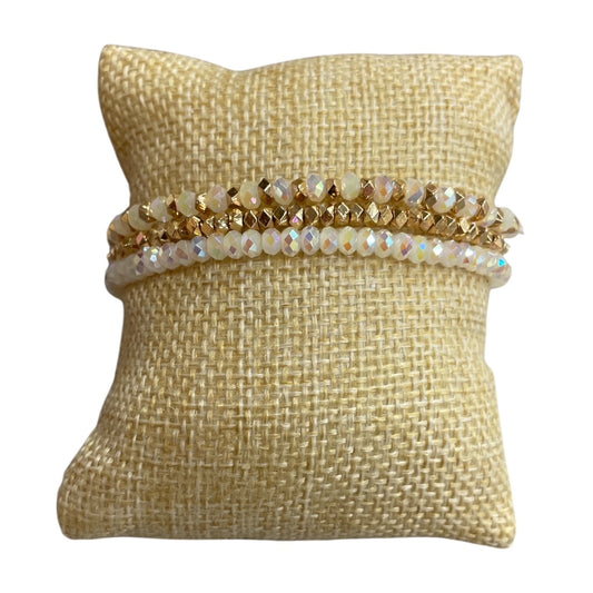 Gold Crystal 3 Piece Bracelet Set