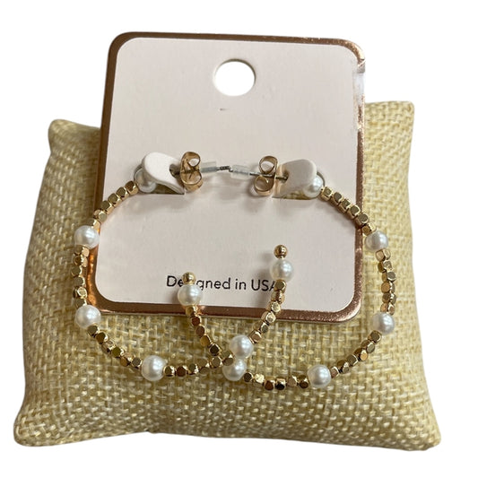 Small Beaded Pearl Hoop Earrings