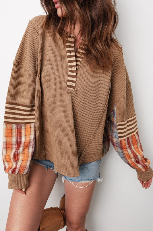 Brown Patchwork Top