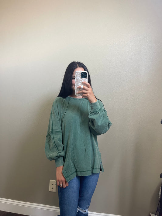 Hunter Green Long Sleeve Top