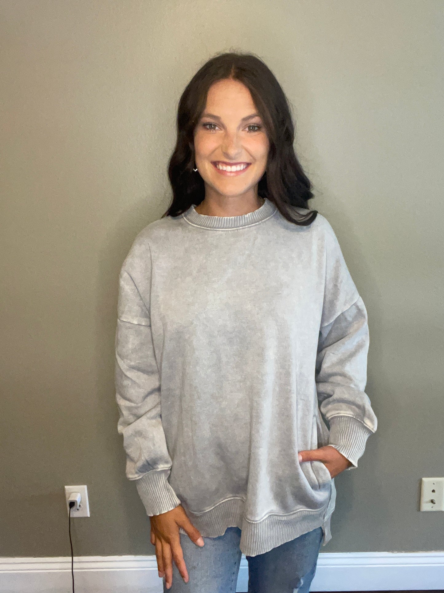 Sleet Acid Wash Fleece Pullover