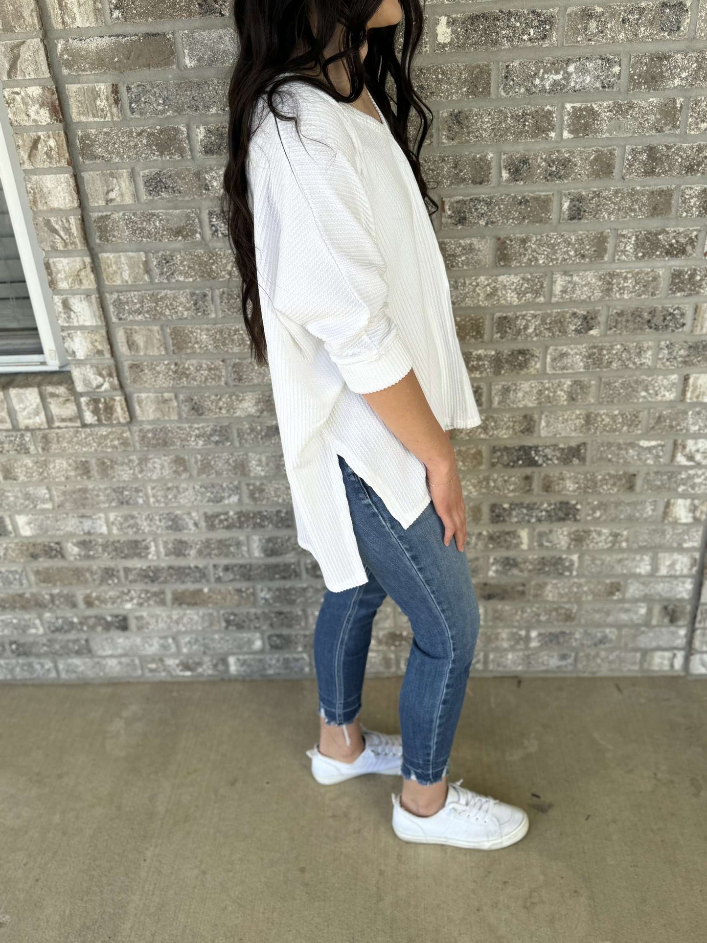 3/4 Sleeve Ribbed Top