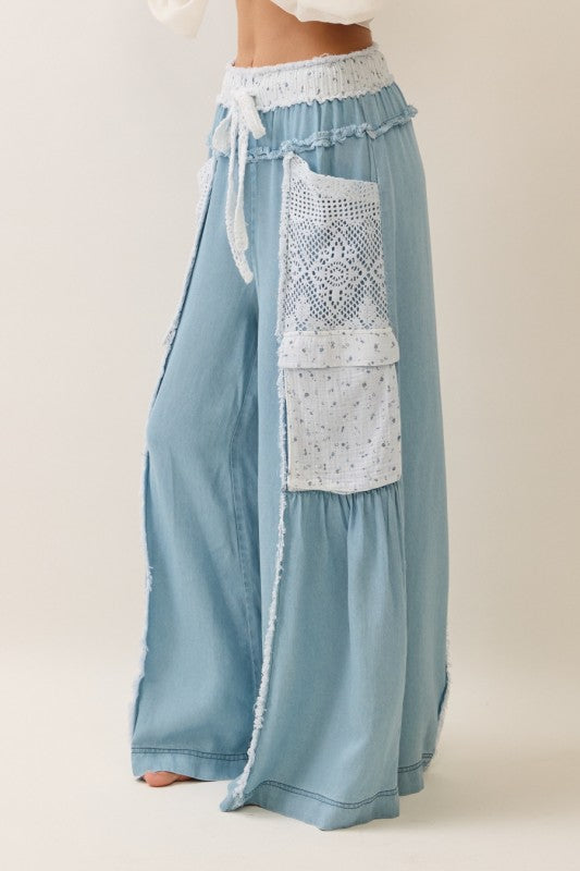 Washed denim pants