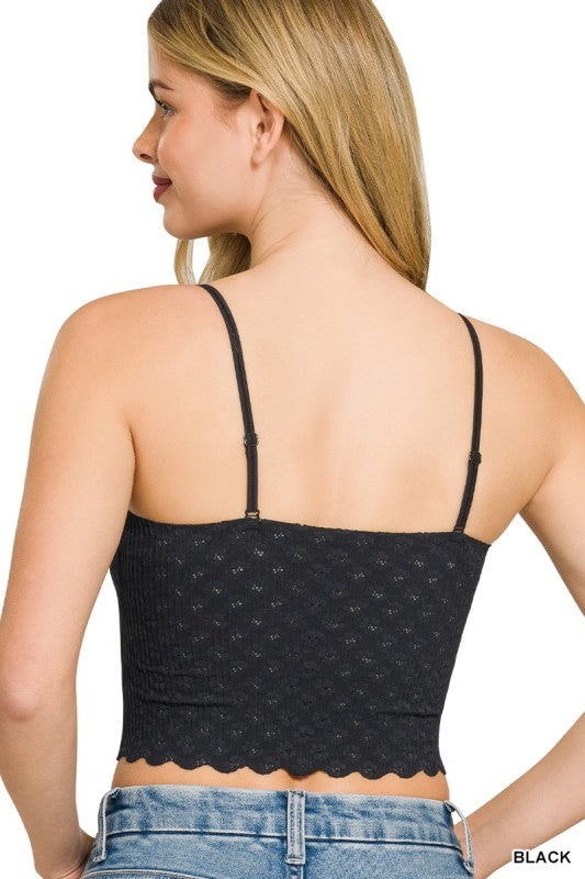 Seamless lace bralette top with bra pads