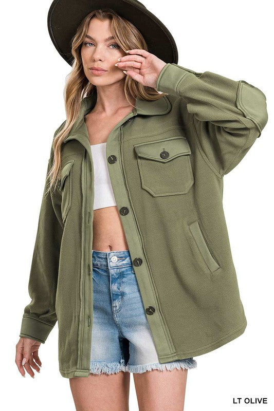 Oversized Fleece Shacket Top