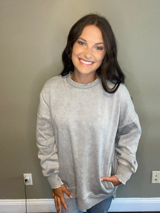 Sleet Acid Wash Fleece Pullover