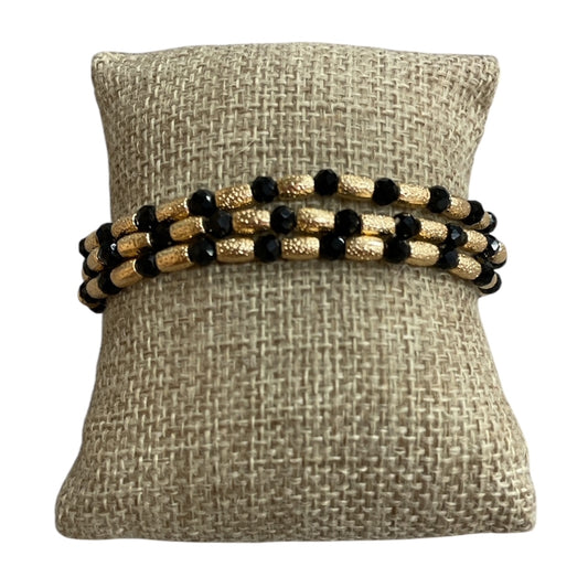 Black Crystal Beaded 3 Piece Bracelet Set