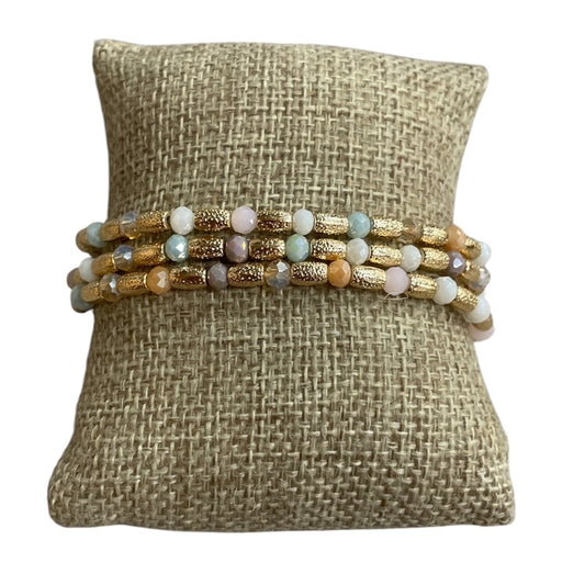 Gold Multi Beaded 3 Piece Set Bracelet