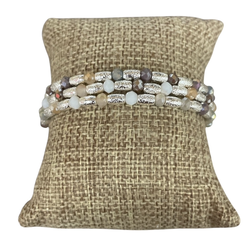 Silver Natural Color Beaded 3 Piece Set