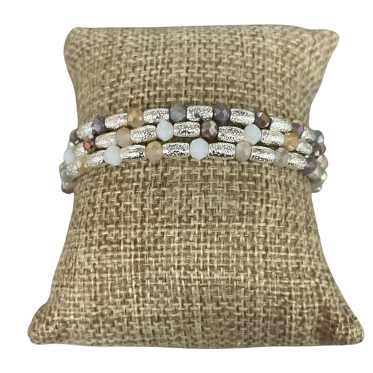 Silver Natural Color Beaded 3 Piece Set
