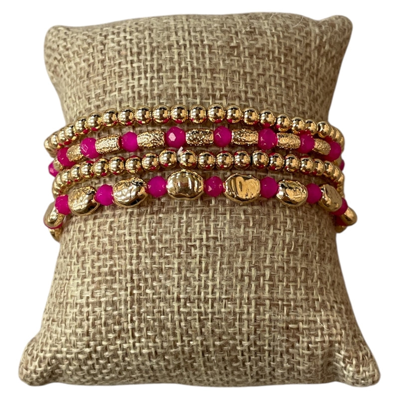 Gold Crystal Beaded 4 Piece Bracelet Set