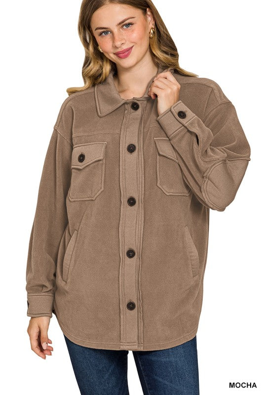 Oversized Fleece Shacket Top