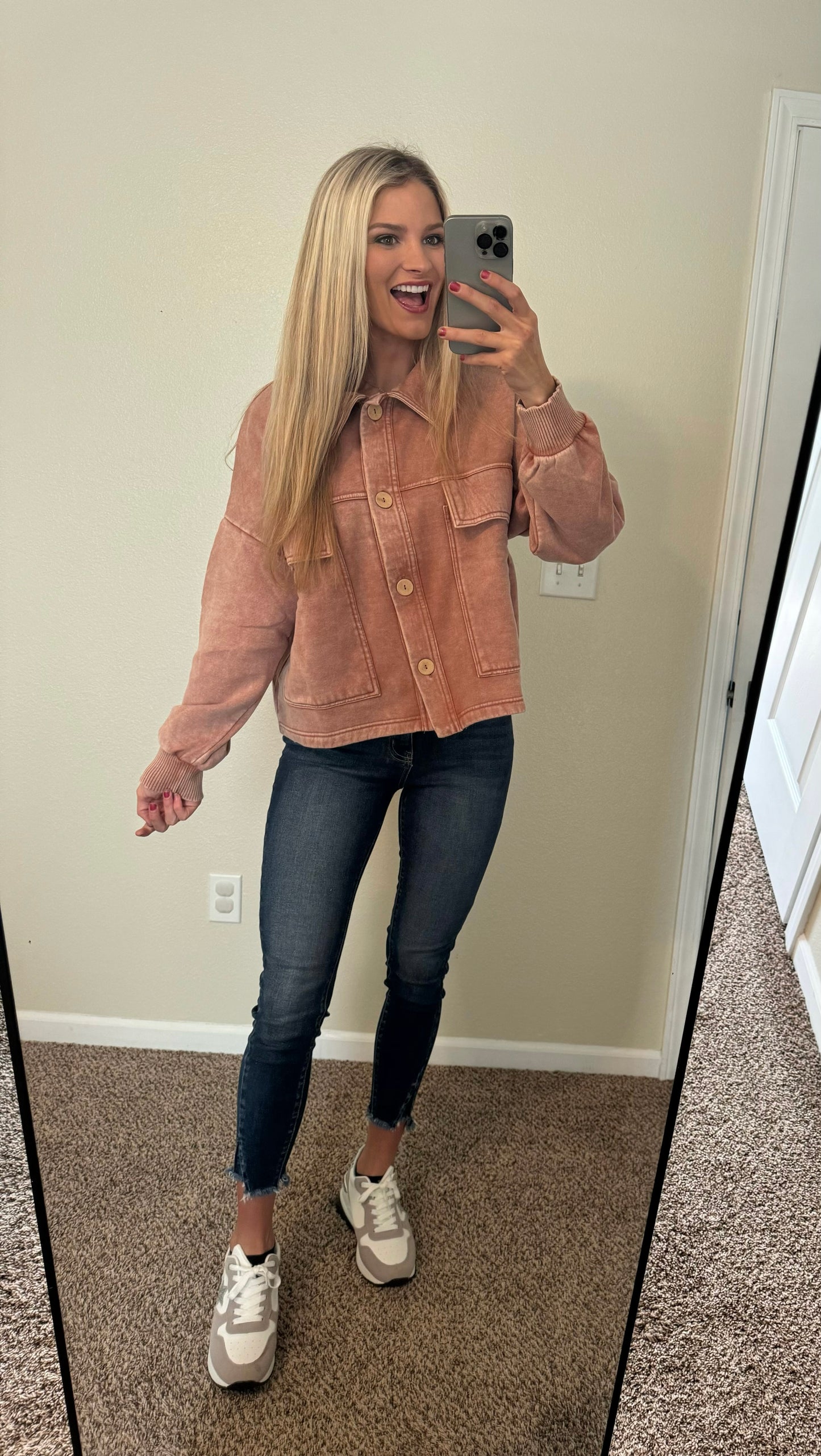 Fleece Acid Wash Cropped Shacket