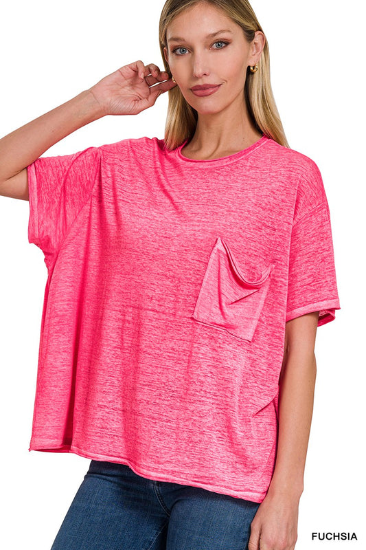 Lightweight Acid Wash Pocket Top