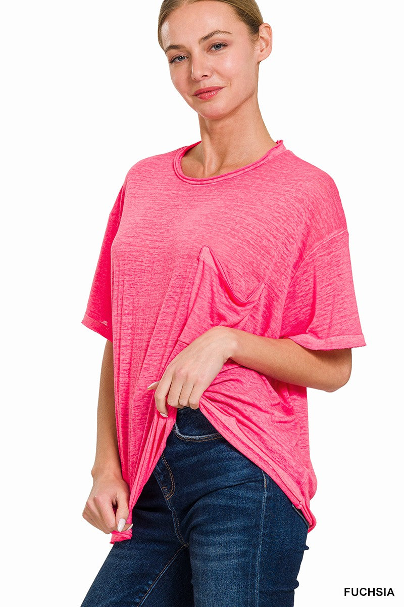 Lightweight Acid Wash Pocket Top