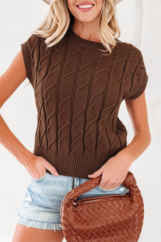 Brown short sleeve sweater