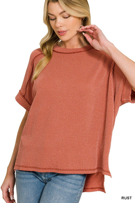Ribbed Cuff Sleeve Top
