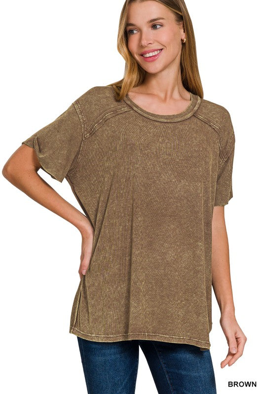 Brown Acid Wash Top