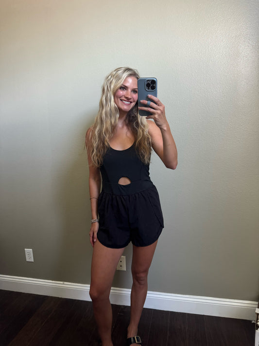 Black Romper with Cut Out