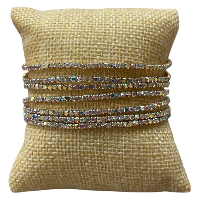 Gold AB Rhinestone Stretch 7 Piece Bracelet set