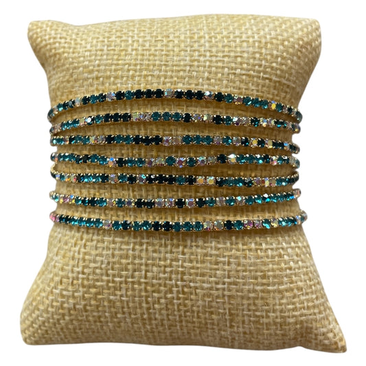 Turquoise Rhinestone Stretch 7 Piece Bracelet set