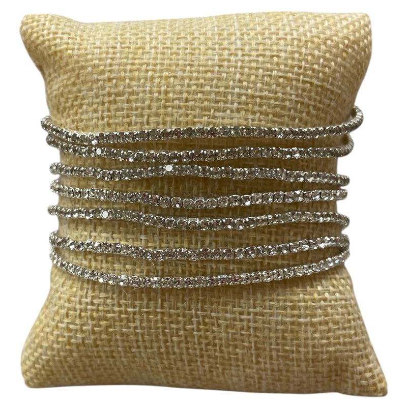 Silver Clear Rhinestone Stretch 7 Piece Bracelet set