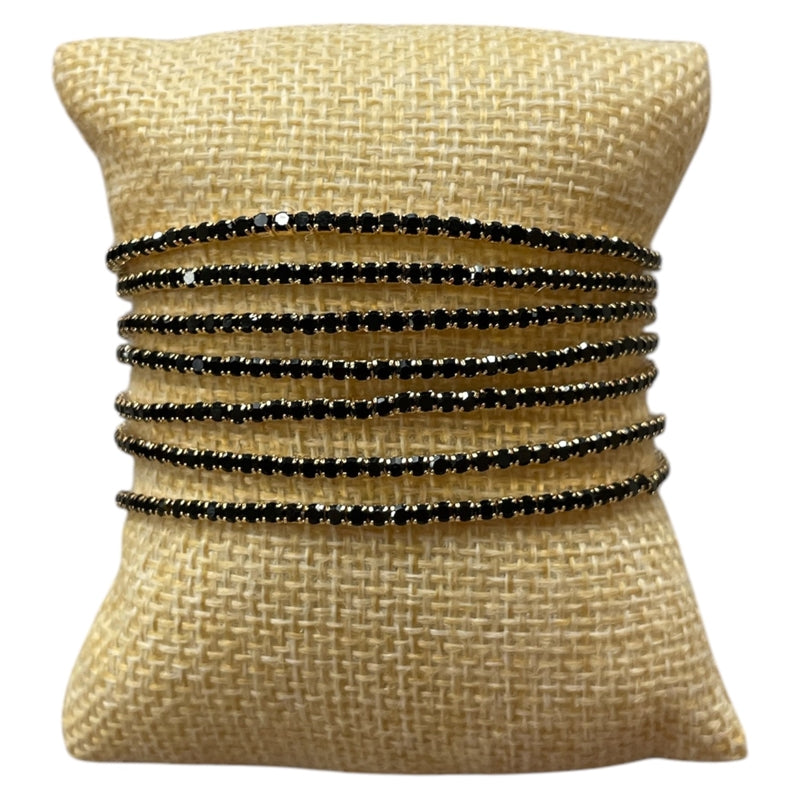 Black Gold Rhinestone Stretch 7 Piece Bracelet set