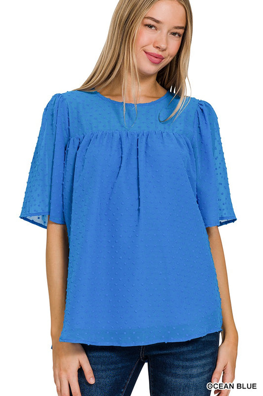Blue Swiss Dot Dress Top