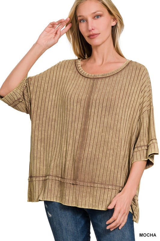 Ribbed Half Sleeve Top
